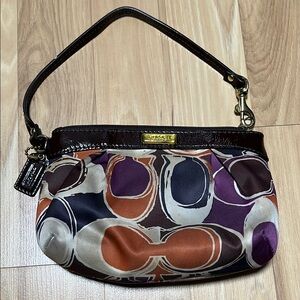 Coach Brown and Purple Clutch with Abstract Pattern
